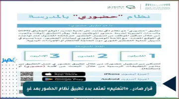 قرار صادر.. «التعليم» تعتمد بدء تطبيق نظام الحضور بعد غدٍ